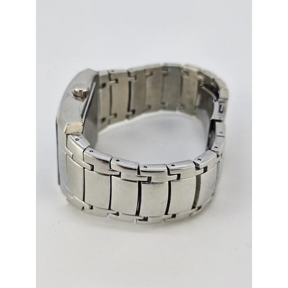 Folio Men's Diamond Watch 35MM Black Dial‎ Gray Bracelet Band 7